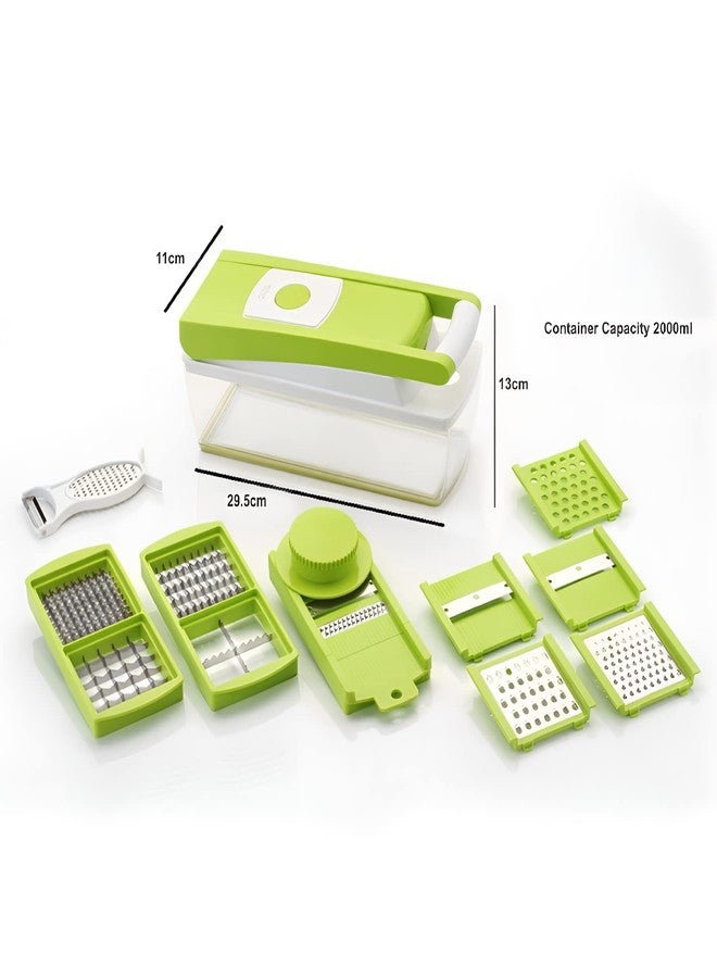 Ganesh ABS Plastic Fruit & Vegetable Chopper Slicer Dicer Grater 14 in 1 (Green) - Image 2